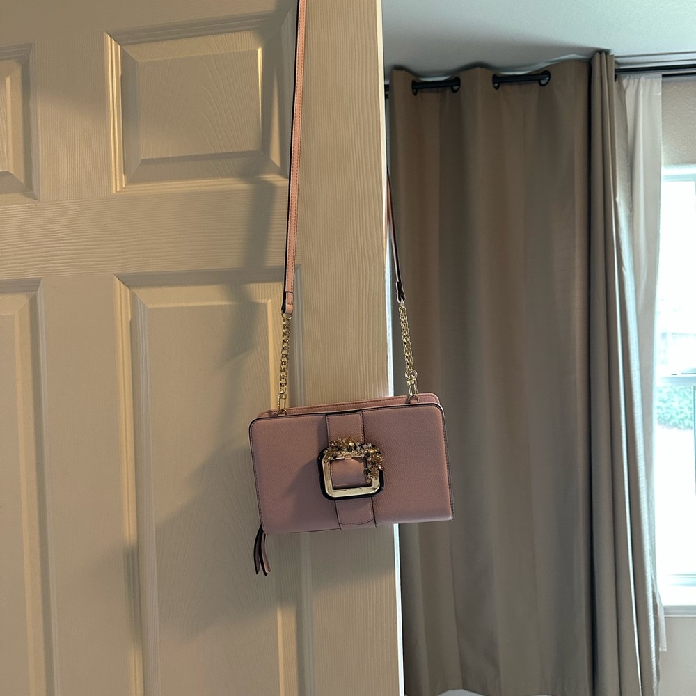 Gianni Bini Purple and Gold Crossbody Bag with Ornate Clasp - Picture 3 of 8